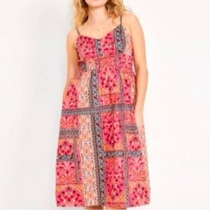 Old Navy Pink and Orange Midi Dress
